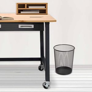 Tempat Sampah Ramah Lingkungan Berbentuk Bulat Kecil untuk Rumah dan Kantor Tanpa Tutup Hitam/Perak 9L untuk Kamar Mandi - Product Image 4