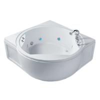 Baignoire autoportante moderne en acrylique, grande, blanche, d'angle, spa, hydromassage, 16 jets, capacité 2 personnes, forme ovale, garantie 5 ans
