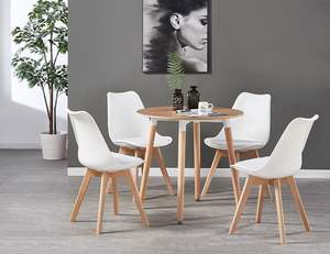 Chaises de salle à manger Tulip en bois massif de hêtre et plastique, avec assise rembourrée en PU, style nordique, pour hôtels et restaurants, vente en gros usine - Product Image 6