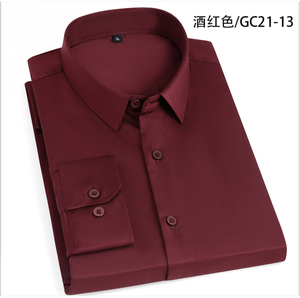 <span class=keywords><strong>Camicia</strong></span> a Maniche Lunghe da <span class=keywords><strong>Uomo</strong></span>, Slim Fit, Senza Stiratura, Casual, in Seta Elastica, per Uomini Giovani e di Mezza Età - Product Image 5