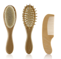 Nouveau naturel 100% poils de chèvre coussin d'air Massage en bois bébé enfants bain brosse peigne ensemble