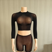 FF1488 Lingerie sexy, ensemble 2 pièces de shorts transparents brillants très élastiques, tenue de boîte de nuit