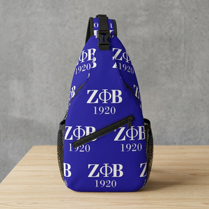 Zeta Phi Beta Cross Sorority Eco-friendly Breathable Cotton <b>Letter</b> Pattern Unisex Sports Crossbody Body/Waist Bag - Product Image 3