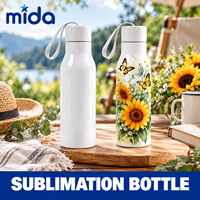 Botol Minum Tumbler 500 ml Back to School, Botol Air ramping untuk Sublimasi, Hadiah Natal, Botol Portabel Outdoor dengan Tali