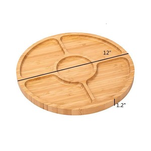 Round Bamboo <b>Tray</b> 30x30x2.5cm Five Compartment Wooden Serving Plate For Snacks Fruits <b>Tea</b> Coffee Hotel Use - Product Image 5