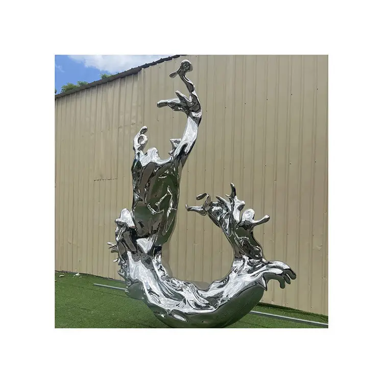 Outdoor Garden Decorative Metal Polished Stainless Steel Abstract Wave Sculpture