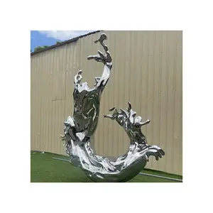 Escultura abstrata polida do aço inoxidável do metal decorativo exterior do jardim