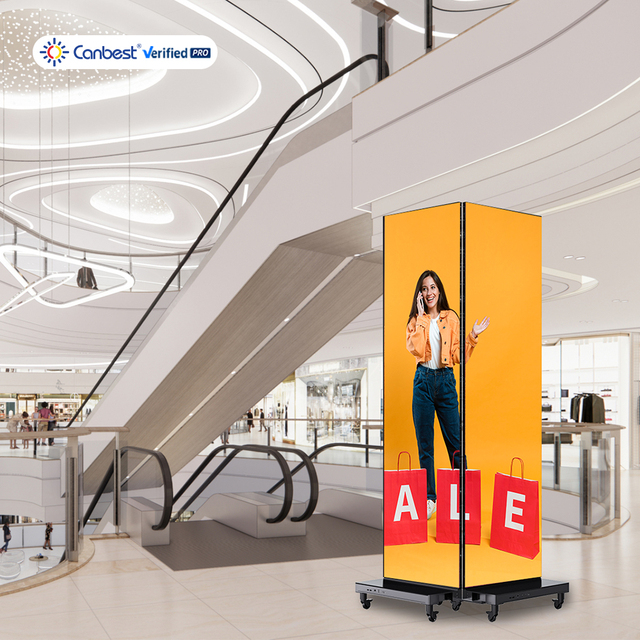 Canbest P1.5 P1.8 P2.5 163inch CJ Fold Ultra-slim Wireless Portable Double Sided Digital LED Poster Display Screen for Rental