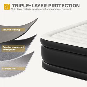Comfort Blow up Queen Size <b>Mattress</b> Inflatable Camping Airbed Folding Air <b>Mattress</b> with Headboard Pillows Built-in Pump - Product Image 4