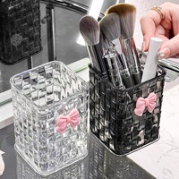 Boîte de rangement de bureau en rotin tressé de luxe moderne, plastique PET haut de gamme, compartiment pour rouge à lèvres, organisateur de cosmétiques