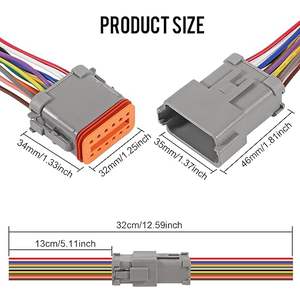 Connettori Elettronici Impermeabili Deutsch DT a <span class=keywords><strong>2</strong></span>, <span class=keywords><strong>3</strong></span>, 4, 6, 8, 12 Pin, Maschio e Femmina, per Cavi Auto - Product Image 2