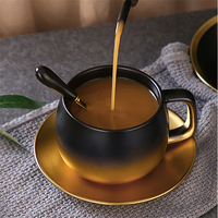 Tasse à café expresso en céramique de couleur noire faite à la main pour restaurant Vente en gros Europe