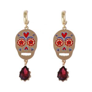 Pendientes de Botón con Circonitas Microincrustadas en Forma de Gota de Agua, Color Metalizado con Calavera de Halloween, Accesorio Festivo para Mujer, Regalo - Product Image 5