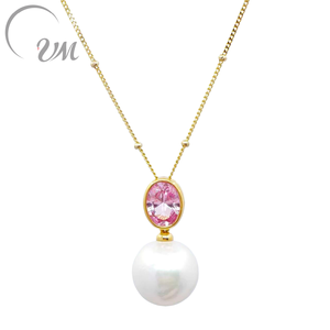 Collier à breloque en platine PT900 UM Jewelry, perle d'eau douce cultivée en laboratoire, cadeau pour fiançailles, mariage, fête, anniversaire, NGTC - Product Image 1