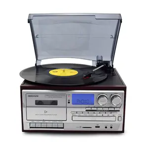 Retro Vinyl Multifunctionele Platenspeler Draaitafel 3-Speed Fonograaf Met Am/Fm Radio Cd/Cassette