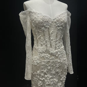 Vestido de Novia Largo y Elegante Estilo Sirena con Lentejuelas, Cuentas y Apliques Florales de Encaje para NT36 - Product Image 4