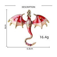 Broche en métal Dragon Volant Rétro Scintillant avec Diamants, Meilleure Vente, Accessoires au Design Dragon à Ailes Dégradées