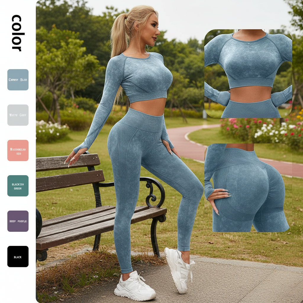 Four Way Stretch Yoga Clothing Spandex Nylon Full Length Yoga Top Legging Full-Length Yoga Top Sports Gym Wear