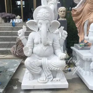 Modern açık taş Hindu tanrı din Ganesha heykeli beyaz mermer Lord Ganesh heykeli heykel satılık