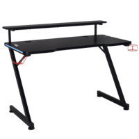 Bureau de jeu de style gaming avec éclairage LED RGB, table de jeu pour PC, deuxième couche extensible, table d'ordinateur avec lumières LED pour joueur