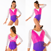 Justaucorps de gymnastique personnalisé à manches longues avec strass pour filles et femmes, fabricant de vêtements de sport