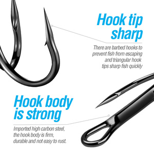 Hameçons <span class=keywords><strong>VMC</strong></span> 100 pcs/pack hameçons triples renforcés hameçons de pêche en eau salée - Product Image 6