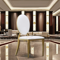 Chaises de salle à manger exclusives pour hôtels en acier inoxydable, luxe léger, rembourrage doux, mousse de densité moyenne, usage commercial, mariage