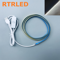 Kit Lampu Strip LED COB USB 5V 8mm Putih Hangat dengan Kontrol Sentuh untuk Pencahayaan Model DIY