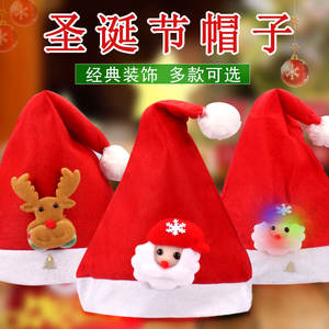 زينة عيد الميلاد متوفرة في المخزون قبعة نويل نافيداد غير منسوجة كلاسيكية بألوان حمراء وبيضاء تضيء قبعة سانتا للأطفال والكبار - Product Image 2