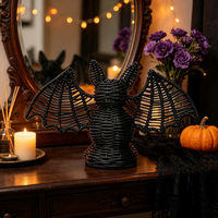 Panier de rangement multi-usages tissé à la main, écologique, avec motif chauve-souris sur le thème d'Halloween, pour salon, cuisine et entrée