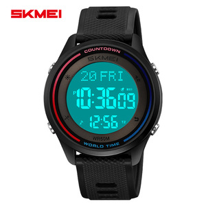 Skmei Digital Watch 50M Waterproof Tpu Strap Unisex Sport Watch With Countdown World Time Display - Product Image 1
