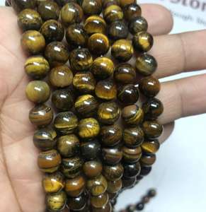 พลอย tigereye ธรรมชาติลูกปัดกลมเรียบสำหรับทำสร้อยข้อมือและอัญมณีสินค้าจำนวนมากทำด้วยมือ - Product Image 3