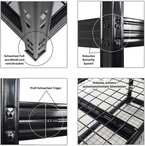 Estantería de Acero Aleado de 4 Niveles para Garaje de 68 Pulgadas, Capacidad de 7200 Libras, Estantes Ajustables de Alta Resistencia, Estantería Industrial - Product Image 6