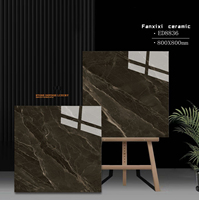 Carreaux de sol modernes en céramique et porcelaine noirs entièrement émaillés, vérifiés et abordables, 80x80mm, brillants et polis, pour salle de bain, villa, école