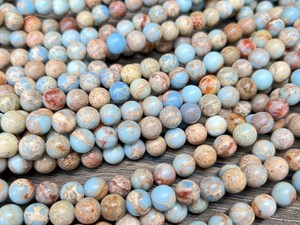 Perles de jaspe impérial bleu ciel naturel, lisses et rondes, 3mm 4mm 6mm 8mm 10mm, pour la fabrication de bijoux - Product Image 6