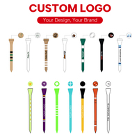 OEM ODM Lot de 30 tees de golf en bambou 38 mm avec impression de logo jaune, personnalisables, pour accessoires de golf et magasins professionnels
