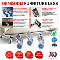 Pata de Mueble Metálica XD, Perfil Curvo, Acabado Brillante, Placa Multitalles, Pie Protector para Sofá, Mueble de TV, Aparador, Cama, OEM/ODM