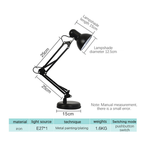 Bảo vệ mắt đèn làm việc ánh sáng đọc sách nghiên cứu dẫn bảng clip kẹp bàn đèn E27 trang trí bàn ánh sáng có thể gập lại ban đêm gấp - Product Image 6