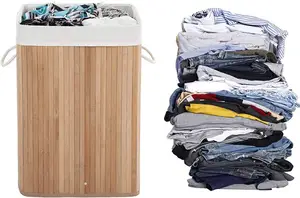 2023 panier à linge en bambou populaire avec surface lisse et panier de rangement pour vêtements sales de grande capacité