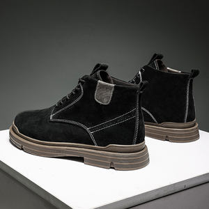Botas de herramientas para hombre, botas Martin, botas de trabajo y seguridad, Chukka, senderismo y senderismo, segunda capa, gamuza sintética, parte superior media alta con cordones - Product Image 4