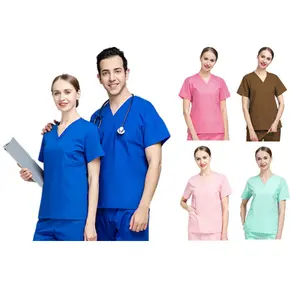 35% cotone 65% poliestere Logo personalizzato Pet infermiera scrub vestito uniforme estate sottile Unisex uomo donna scrub dentale uniformi ospedaliere