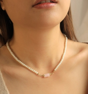 Collana Vintage all'ingrosso di perle e gemme acquamarina naturale grande girocollo di moda catena impermeabile gioielli donna imitazione - Product Image 6