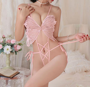 قميص نوم نسائي مثير بتصميم فراشة من الشبك الشفاف، معلق بالرقبة، ملابس داخلية موحدة وجذابة - Product Image 1