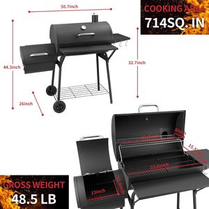 Parrilla de carbón doble offset moderna con recubrimiento en polvo para exteriores, ahumador de carne comercial, parrilla de hierro plegable para barbacoa - Product Image 2