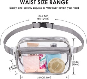 Tas Pinggang Lucu Vintage Premium Perlengkapan Mandi Outdoor Tahan Air PVC Resleting Wanita Pria Hitam Tas Selempang Fanny Pack Tas Pinggang Dapat Disesuaikan - Product Image 4