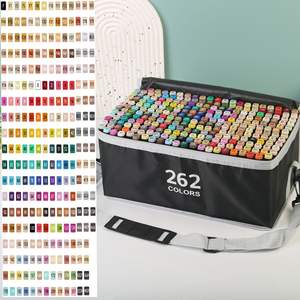 Marqueurs d'art à double embout, 168, 204, 262 couleurs, à base d'huile, peinture permanente, stylo avec sac en toile - Product Image 4