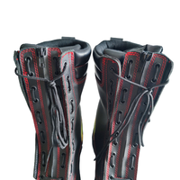 Bottes de pompier durables en cuir pleine fleur avec doublure respirante, semelle antidérapante, résistantes aux produits chimiques et isolantes électriques