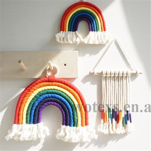 BM053 100% Cotone Fatto A Mano arcobaleno Macrame di Attaccatura di Parete Camera Dei Bambini Scuola Materna Della Decorazione Della Casa macrame arcobaleno - Product Image 2