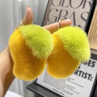 Mangue peluche porte-clés jouets fruits pom pom porte-clés mangue peluche boule lapin fourrure moelleux porte-clés sac pendentif pompon mangue porte-clés