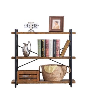 Home living room and bedroom bookshelf, iron and <b>wood</b> combination square <b>shelf</b>, multi-layer brown retro book <b>shelf</b> - Product Image 5